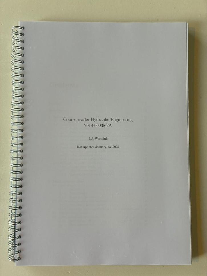 Course Reader Hydraulic Engineering (Universiteit Twente), Boeken, Studieboeken en Cursussen, Zo goed als nieuw, WO, Beta, Ophalen of Verzenden