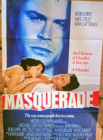 Bioscoop poster set ''Masquerade'' uit 1988, met Rob Lowe. beschikbaar voor biedingen