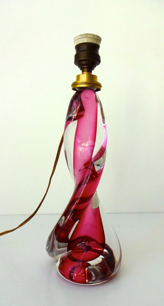 Kristal lampvoet helder donkerroze Val Saint Lambert 3836-l, Antiek en Kunst, Antiek | Lampen, Ophalen of Verzenden