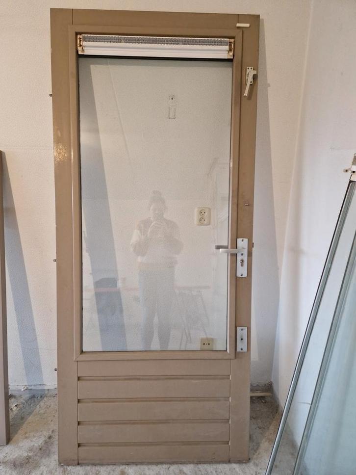 Hardhouten Merbau buitendeur, Doe-het-zelf en Verbouw, Deuren en Horren, Gebruikt, Buitendeur, 200 tot 215 cm, 80 tot 100 cm, Glas
