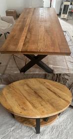 Set salontafel en eettafel vintage, Huis en Inrichting, Tafels | Eettafels, Ophalen, Zo goed als nieuw, Rond, 50 tot 100 cm