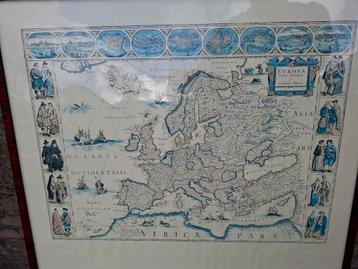 Oude kaart europa 1617 replica Willem Jansz ingelijst  beschikbaar voor biedingen