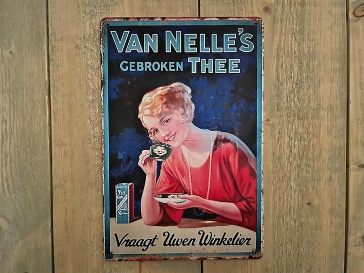 Reclamebord Van Nelle Gebroken Thee 20x30, Verzamelen, Merken en Reclamevoorwerpen, Zo goed als nieuw, Reclamebord, Ophalen of Verzenden