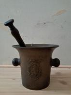 Antieke bronzen vijzel met stamper, 2100 gram, Antiek en Kunst, Ophalen of Verzenden, Brons