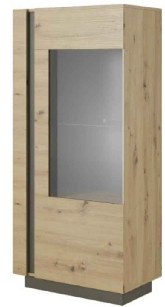 Meubella - Display Cabinet Ashley - 154cm, Huis en Inrichting, Kasten | Vitrinekasten, Zo goed als nieuw, 150 tot 200 cm, 50 tot 100 cm