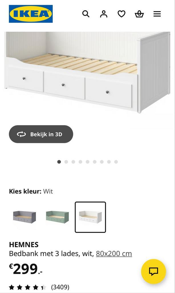Uitschuifbaar bed - IKEA Hemnes zonder matrassen, Huis en Inrichting, Slaapkamer | Bedden, Zo goed als nieuw, Twijfelaar, 80 cm