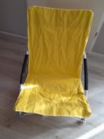 Geel strandstoeltje, Tuin en Terras, Tuinstoelen, Ophalen, Gebruikt, Kunststof, Inklapbaar