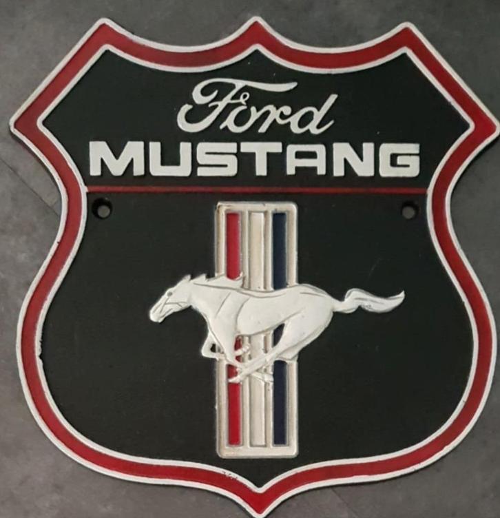 Ford Mustang zwaar gietijzeren bord en veel andere borden, Verzamelen, Merken en Reclamevoorwerpen, Zo goed als nieuw, Reclamebord