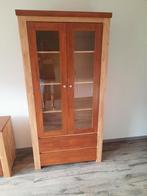 Vitrinekast Woood eiken teak kleur, Huis en Inrichting, Kasten | Vitrinekasten, Ophalen, 100 tot 150 cm, 200 cm of meer, Zo goed als nieuw