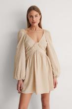 NA-KD Puff Sleeve Detail Jurk, beige, maat 38. NIEUW!, Maat 38/40 (M), NA-KD, Beige, Nieuw
