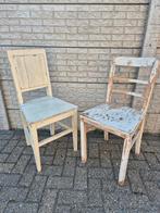 2 brocante stoeltjes, Huis en Inrichting, Stoelen, Ophalen, Gebruikt, Wit, Twee