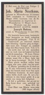 Johanna Maria Neutkens 1849 Westerhoven + 1933 Veldhoven, Verzenden