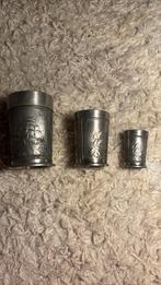 Vintage tinnen bekers met zeilschepen, Antiek en Kunst, Antiek | Tin, Ophalen of Verzenden