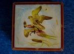 MOOI OUD "VAN MELLE " BLIK ,ANVERS MET VOGEL ,ROOFVOGEL EN, Verzamelen, Ophalen of Verzenden, Koek(jes), Overige merken