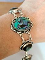 Mooie 925 armband met shellabone en labradoriet 23cm, Sieraden, Tassen en Uiterlijk, Armbanden, Verzenden, Nieuw, Zilver, Met edelsteen