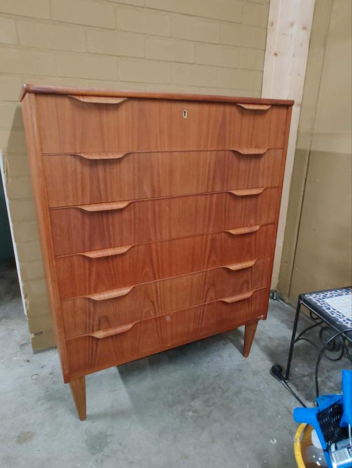 Ladekast, Huis en Inrichting, Kasten | Ladekasten, Gebruikt, Minder dan 100 cm, 50 tot 100 cm, 25 tot 50 cm, Teakhout, 5 laden of meer