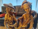 Set van 2 handgesneden Oosterse beelden – man & vrouw, Antiek en Kunst, Ophalen of Verzenden