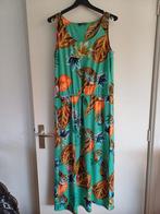 Vrolijke turquoise gebloemde lange stretch jurk Norah, mt 38, Maat 38/40 (M), Overige kleuren, Ophalen of Verzenden, Zo goed als nieuw