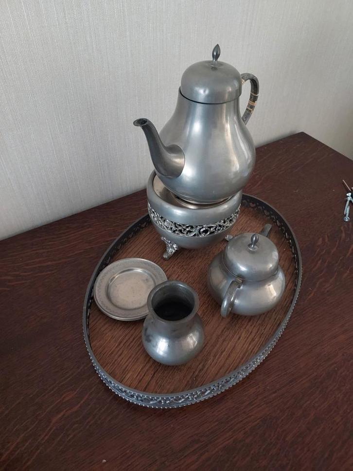 Antiek Tinnen Koffie- en Theeservies, Antiek en Kunst, Antiek | Tin, Ophalen
