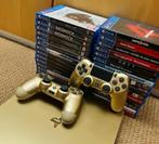 Playstation 4 slim gold 500GB met 2 controllers en 33 games, Met 2 controllers, Ophalen of Verzenden, Zo goed als nieuw, Slim