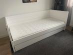 Bedbank wit met uitschuifbare onderbed inlc. 2 matrassen, Ophalen, Gebruikt, 90 cm, Eenpersoons