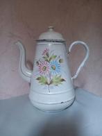 Antiek emaille koffiekan met bloemen, Ophalen of Verzenden