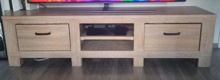 Houten TV Meubel met 2 lades, Huis en Inrichting, Kasten | Televisiemeubels, Gebruikt, Minder dan 100 cm, 25 tot 50 cm, Ophalen