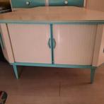 Vintage Hoekkastje met schuifdeurtjes. Draaibaar plateau., Ophalen, Gebruikt, 100 tot 150 cm, Vintage