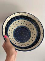 Vintage XL Bunzlau Castle Fruit Schaal Wit Aardewerk Ø31, Porselein of Keramiek, Schaal, Rond, Ophalen of Verzenden