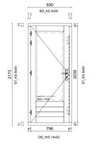 Deur + triple HR glas + hardhout kozijn 930 x 2173 mm, Nieuw, 215 cm of meer, 80 tot 100 cm, Glas