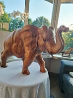 ECHTE ANTIEKE HANDGEMAAKTE TEAKHOUT GROTE OLIFANT BEELD, Antiek en Kunst, Kunst | Beelden en Houtsnijwerken, Ophalen