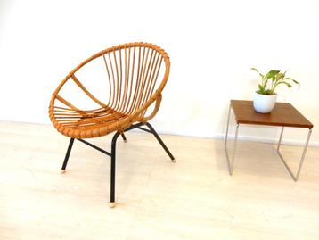 retro vintage rotan fauteuil stoel jaren 60 / 70 riet beschikbaar voor biedingen
