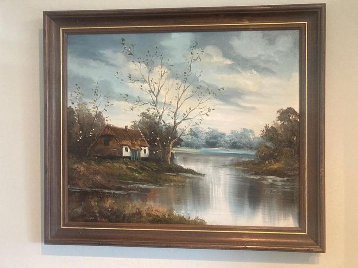 Gesigneerd olieverfschilderij ‘Charles’ – rustiek landschap, Antiek en Kunst, Kunst | Schilderijen | Klassiek, Ophalen of Verzenden