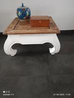 Opium tafel wit blad teak., Huis en Inrichting, Tafels | Salontafels, Ophalen, 50 tot 100 cm, Vierkant, 50 tot 100 cm