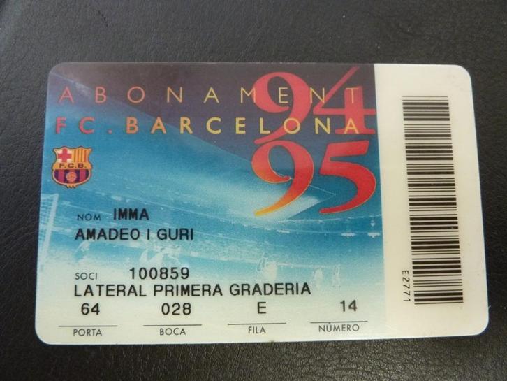 Seizoenkaart Abonament Barcelona 94-95 Lateral, Verzamelen, Sportartikelen en Voetbal, Gebruikt, Overige typen, Buitenlandse clubs