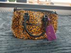 Tas met panterprint oranje/zwart/paars ca 22x26x13 cm, Ophalen of Verzenden, Zo goed als nieuw, Oranje, Overige typen