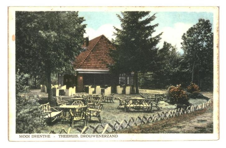 978087 Drouwen Drenthe Theehuis Drouwenerzand 1955 . Nette, Verzamelen, Ansichtkaarten | Nederland, Ongelopen, Drenthe, 1940 tot 1960