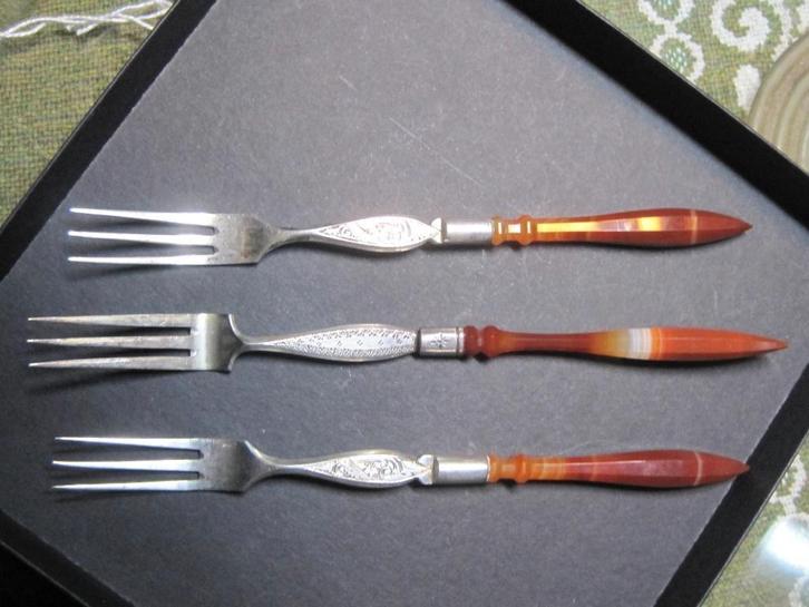 Antiek zilveren gebaksvorken Hollands 19e eeuw, Antiek en Kunst, Antiek | Goud en Zilver, Zilver, Ophalen