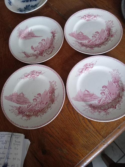 3 antieke terre de fer borden uit Frankrijk TRIANON, Antiek en Kunst, Antiek | Servies los, Ophalen of Verzenden