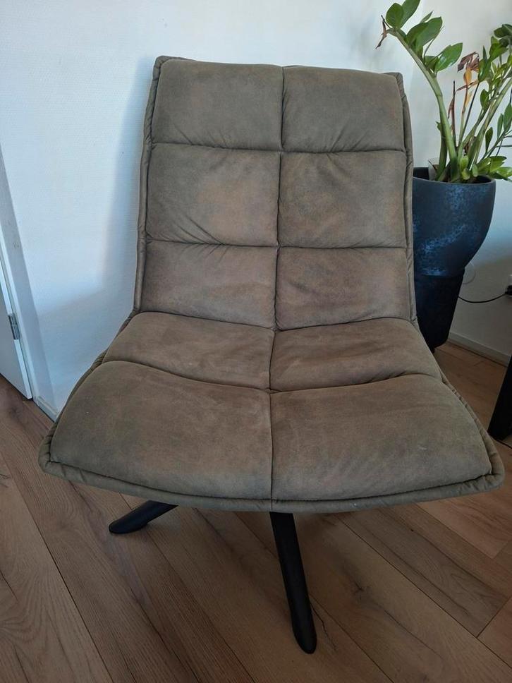 Groene draai fauteuil - Leenbakker, Huis en Inrichting, Stoelen, Zo goed als nieuw, Eén, Stof, Overige kleuren, Ophalen