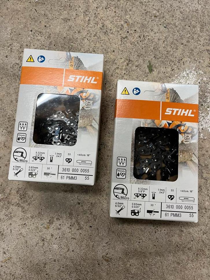 Twee Stihl kettingzaagkettingen 40cm 16 inch. Nieuw, Doe-het-zelf en Verbouw, Gereedschap | Overige machines, Nieuw, Ophalen