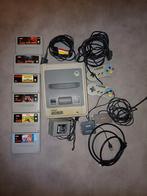 Nintendo Super NES + 6 Games + 2 Controllers – werkend, Ophalen of Verzenden, Gebruikt, Met 2 controllers, Met games