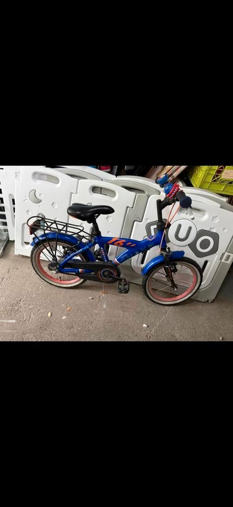 Blauwe kinderfiets - 16 inch, Fietsen en Brommers, Fietsen | Jongens, Gebruikt, 16 inch, Handrem, Ophalen