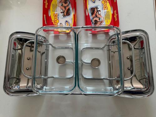 Marinex Food Warmer Twin Set Glazen Kommen, Huis en Inrichting, Keuken | Keukenbenodigdheden, Zo goed als nieuw, Ophalen of Verzenden