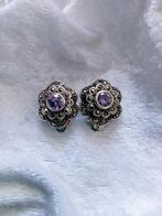 Mooie Zilveren Oorclips met Amethist en Markesietjes, Verzenden, Zilver, Oorbellen, Met edelsteen