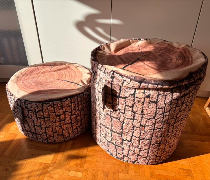 2 Sitting Point zitzakken ‘boomstam’ houtskleur, Huis en Inrichting, Zitzakken, Zo goed als nieuw, Zitzak, Bruin, Ophalen