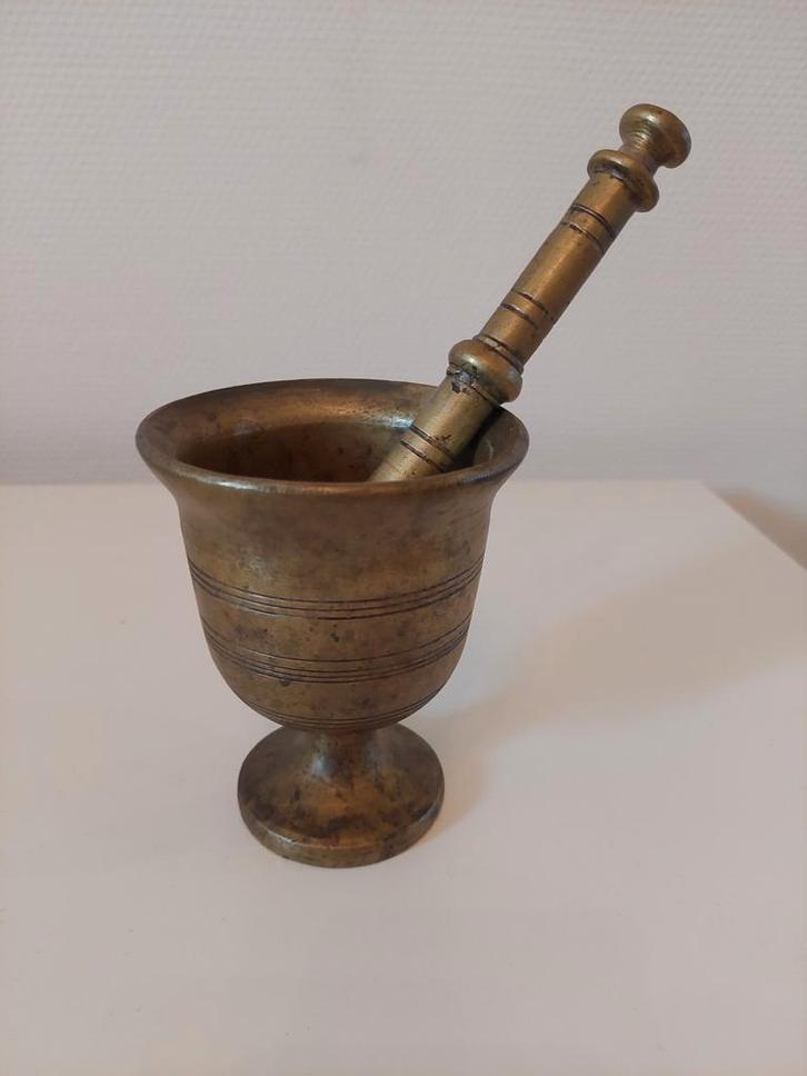 Antieke Messing Vijzel met Stamper, Antiek en Kunst, Antiek | Koper en Brons, Ophalen of Verzenden