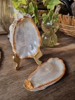 2 handbeschilderde oesterschelpen / oesters (huisdecoratie), Hobby en Vrije tijd, Ophalen of Verzenden