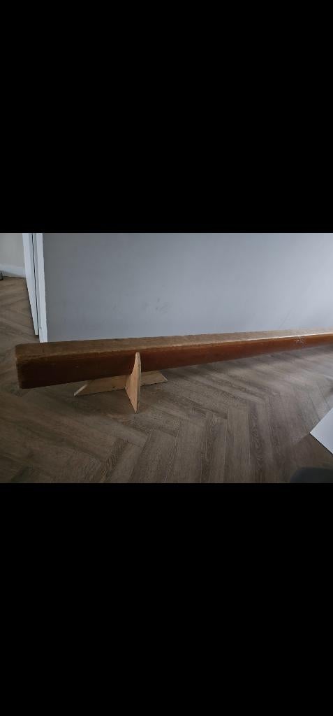 Houten turnbalk 4.20m lang!, Ophalen, Gebruikt, Bruin, Materiaal
