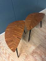Mooi set tafeltjes hout en zo goed als nieuw, Huis en Inrichting, Tafels | Salontafels, Ophalen, 50 tot 100 cm, Rond, Zo goed als nieuw
